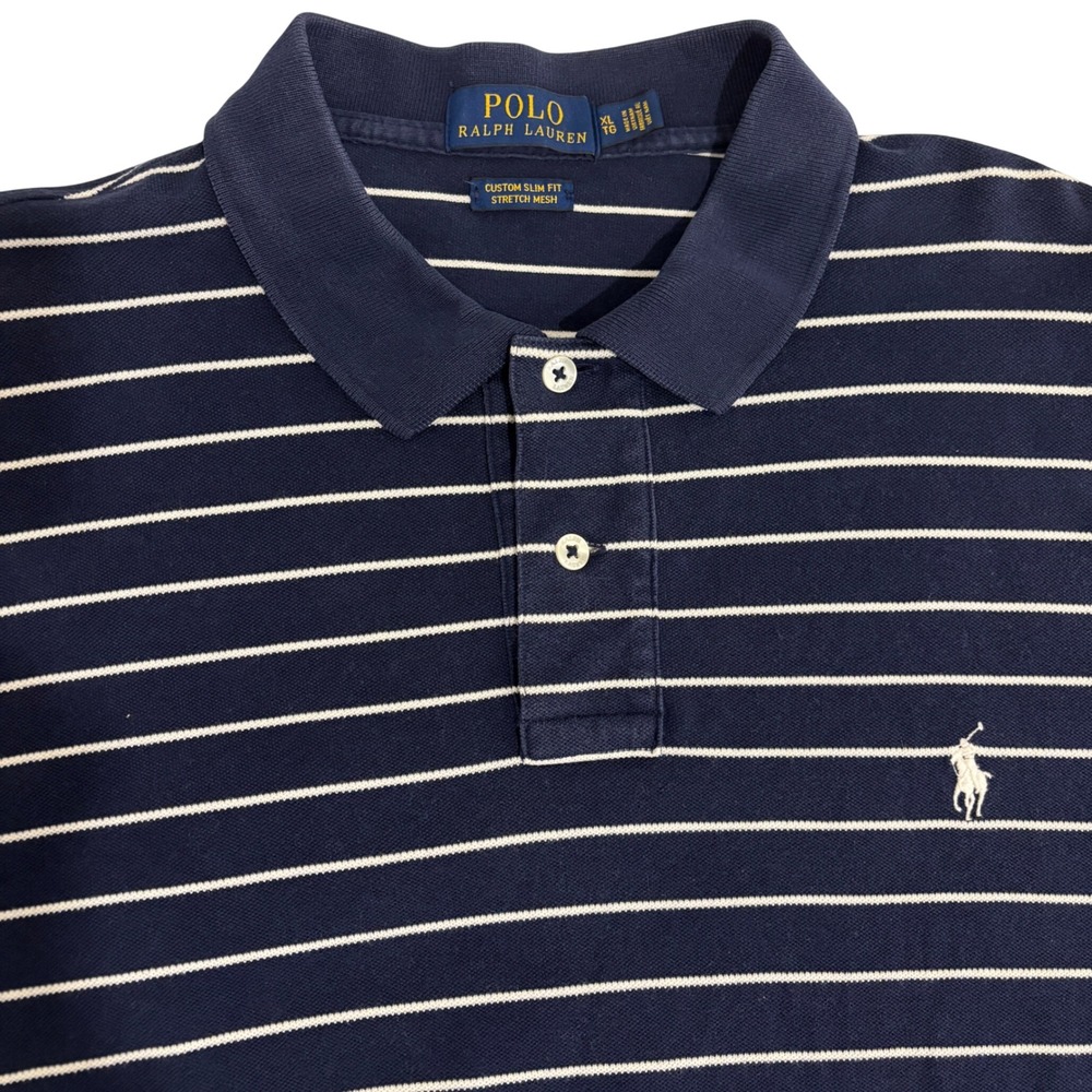 Polo Ralph Lauren Slim Fit Shirt Men XL Stretch Blue Striped Coastal Preppy